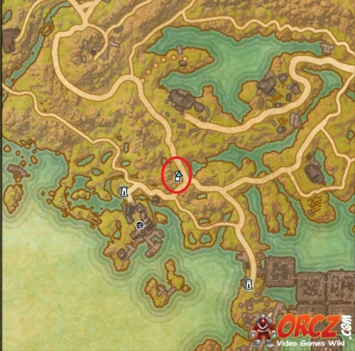 Map of where Andrano Ancestral Tomb is in Morrowind